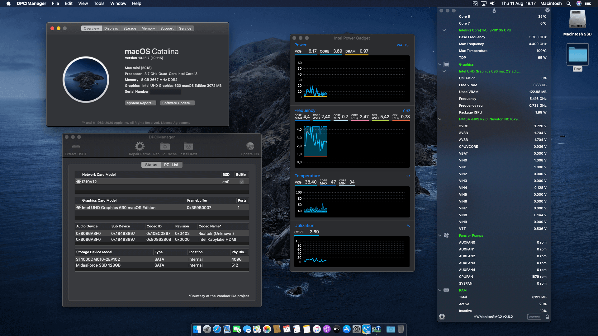 Success Hackintosh macOS Catalina 10.15.7 Build 19H15 in Asrock H410M-HVS R2.0 + Intel Core i3 10105
